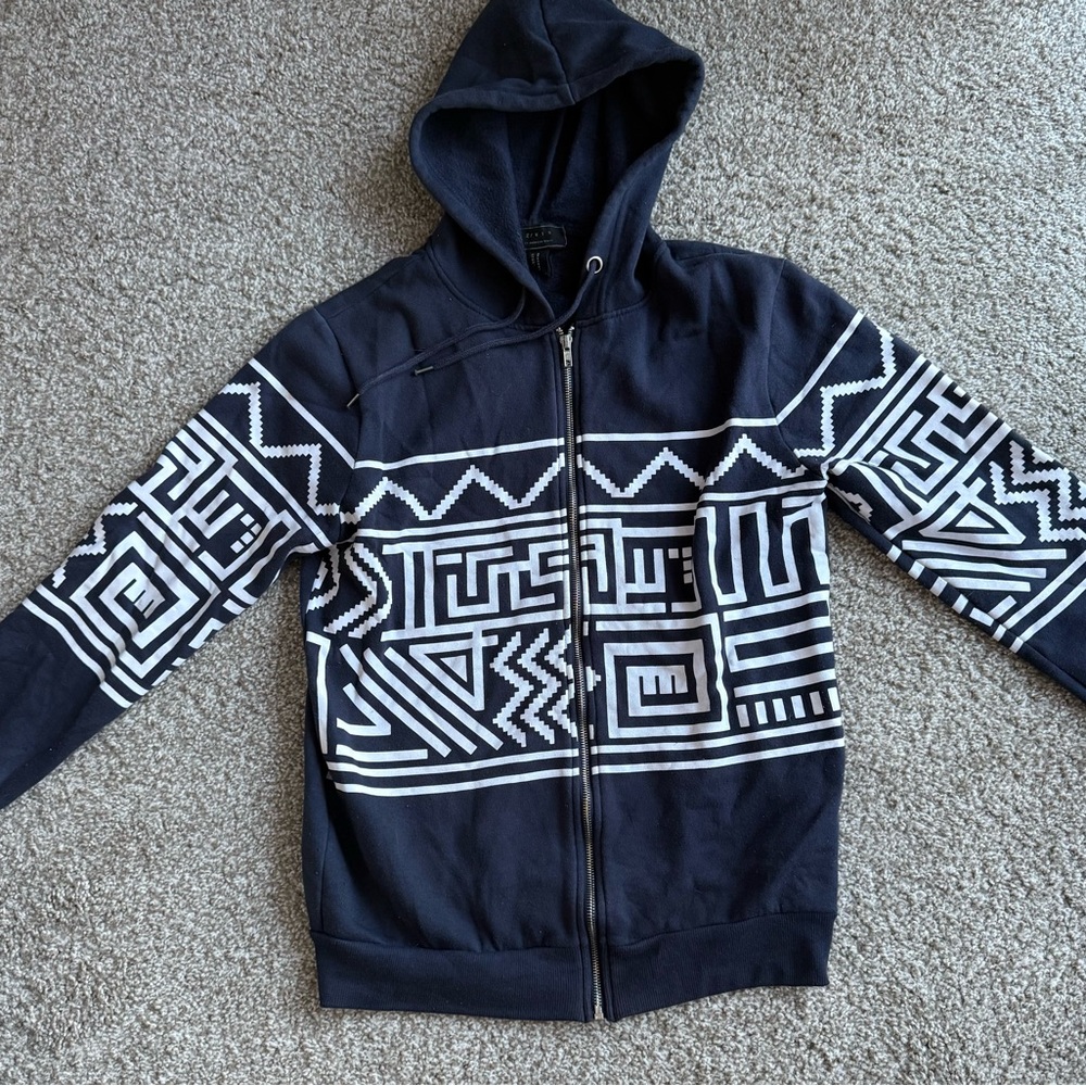 Abstract Geometric Zip Up Cotton Blend Jacket Forever 21 Men’s Unisex
